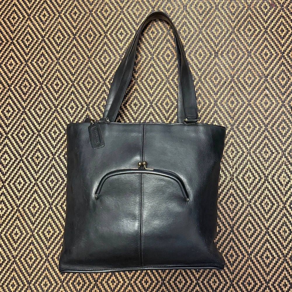 Vintage Coach Kisslock Skinny Tote GLUE IN REGISTRATION 9546 9450 9545 black NYC